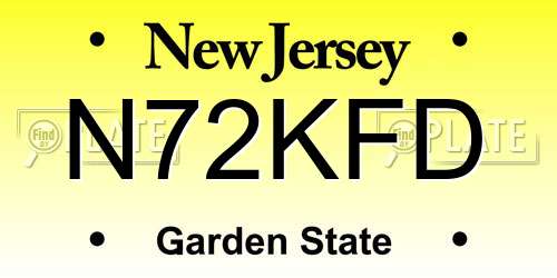 N72KFD New Jersey License Plate
