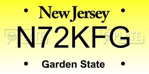 N72KFG New Jersey License Plate