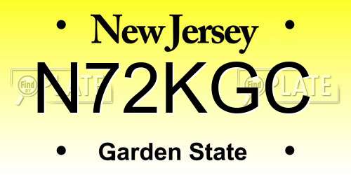 N72KGC New Jersey License Plate