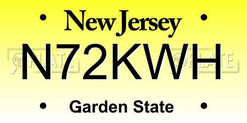 N72KWH New Jersey License Plate