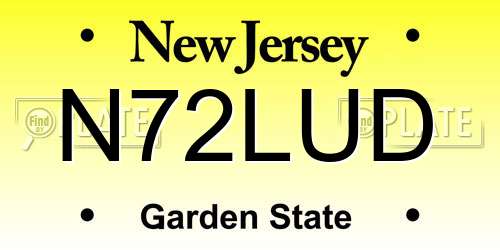 N72LUD New Jersey License Plate