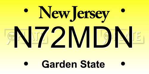 N72MDN New Jersey License Plate