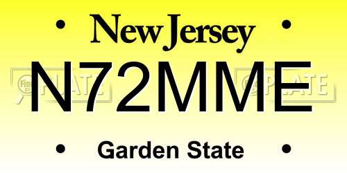 N72MME New Jersey License Plate