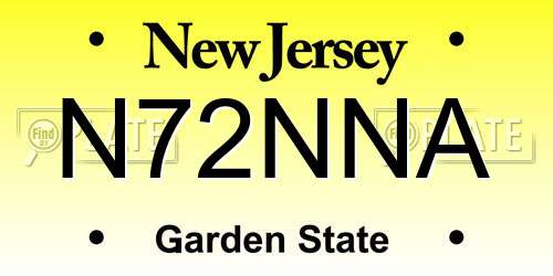 N72NNA New Jersey License Plate