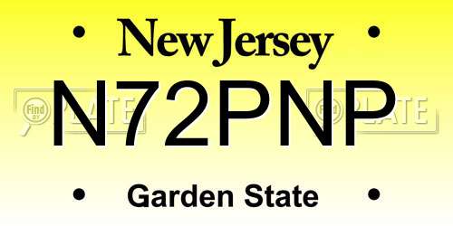 N72PNP New Jersey License Plate