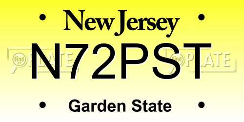N72PST New Jersey License Plate