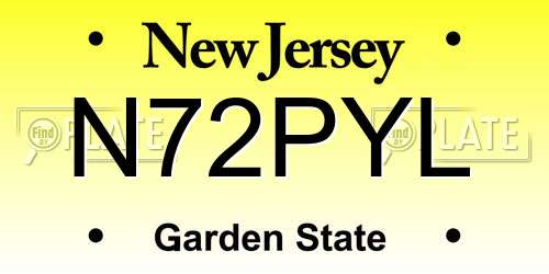 N72PYL New Jersey License Plate