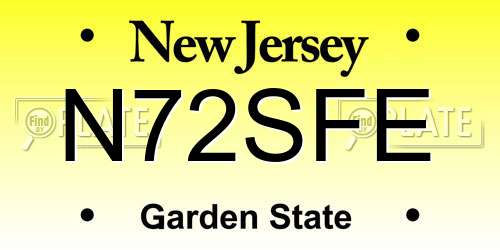 N72SFE New Jersey License Plate