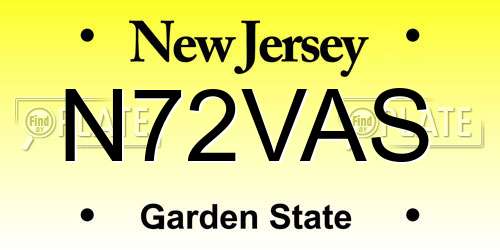N72VAS New Jersey License Plate