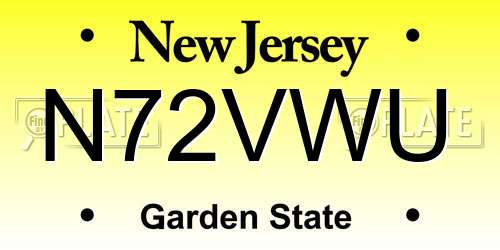 N72VWU New Jersey License Plate