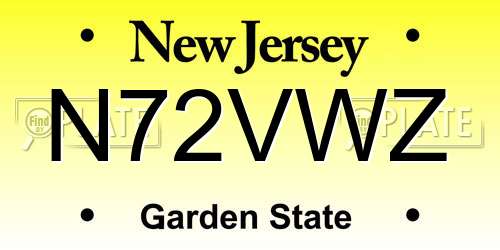 N72VWZ New Jersey License Plate