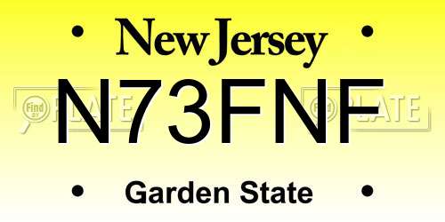 N73FNF New Jersey License Plate