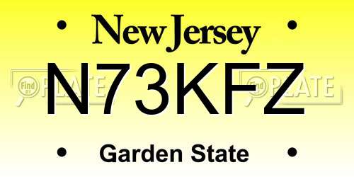 N73KFZ New Jersey License Plate
