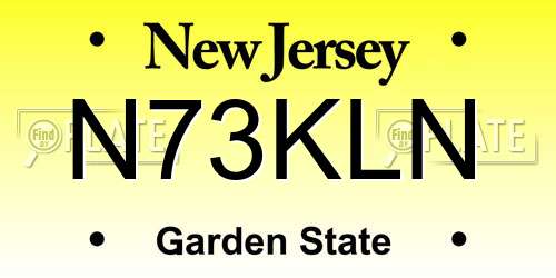 N73KLN New Jersey License Plate