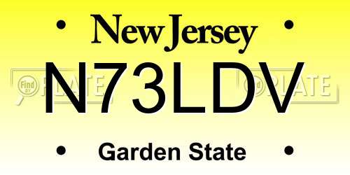 N73LDV New Jersey License Plate