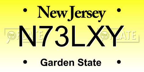 N73LXY New Jersey License Plate