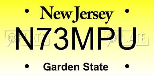 N73MPU New Jersey License Plate
