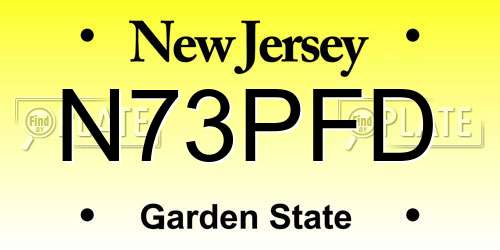 N73PFD New Jersey License Plate