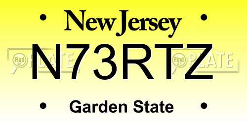 N73RTZ New Jersey License Plate