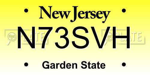 N73SVH New Jersey License Plate
