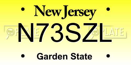 N73SZL New Jersey License Plate