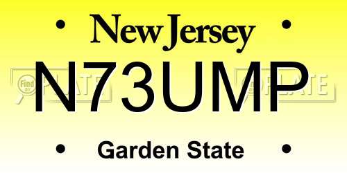N73UMP New Jersey License Plate