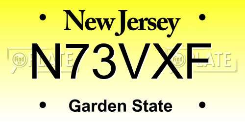 N73VXF New Jersey License Plate