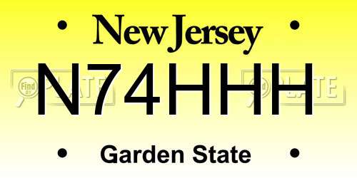 N74HHH New Jersey License Plate