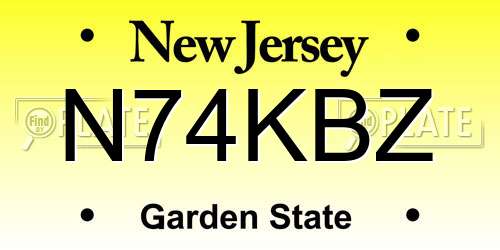 N74KBZ New Jersey License Plate