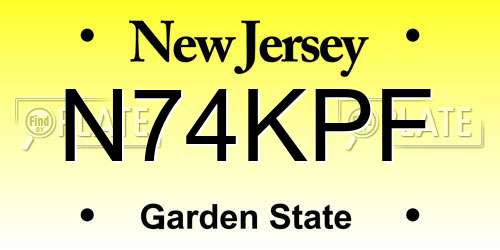 N74KPF New Jersey License Plate