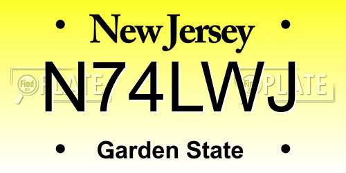 N74LWJ New Jersey License Plate