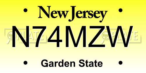 N74MZW New Jersey License Plate