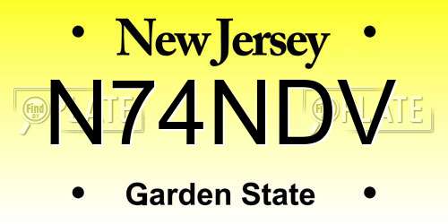 N74NDV New Jersey License Plate