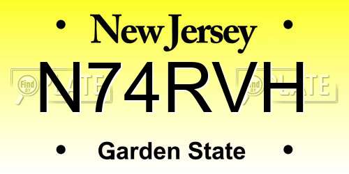 N74RVH New Jersey License Plate