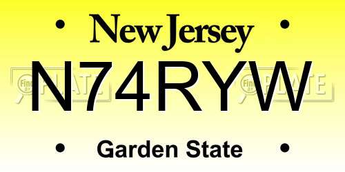 N74RYW New Jersey License Plate