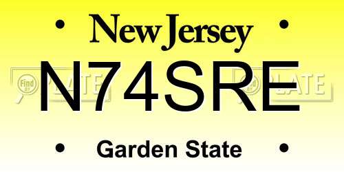 N74SRE New Jersey License Plate