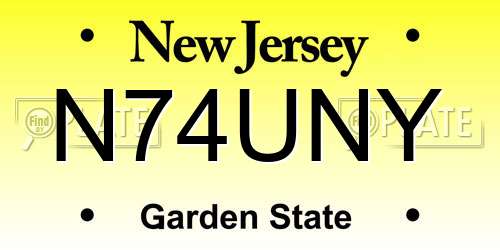 N74UNY New Jersey License Plate