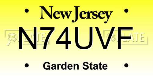 N74UVF New Jersey License Plate