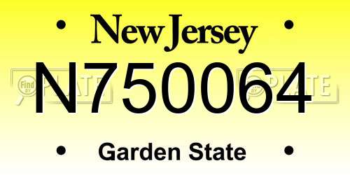 N750064 New Jersey License Plate
