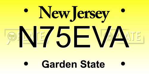 N75EVA New Jersey License Plate