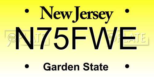 N75FWE New Jersey License Plate