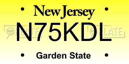 N75KDL New Jersey License Plate