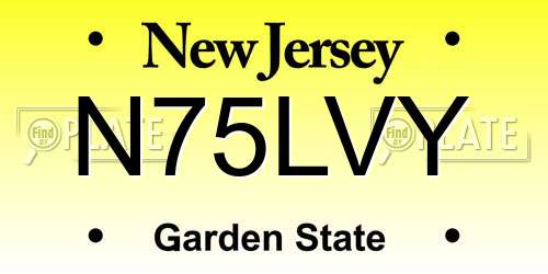 N75LVY New Jersey License Plate