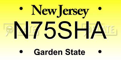 N75SHA New Jersey License Plate