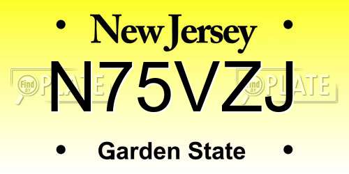N75VZJ New Jersey License Plate