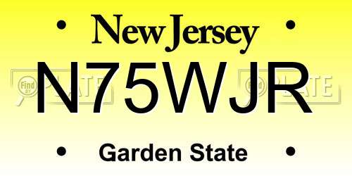 N75WJR New Jersey License Plate