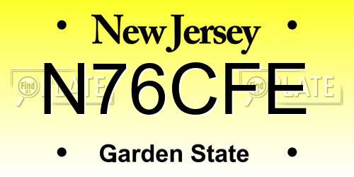 N76CFE New Jersey License Plate