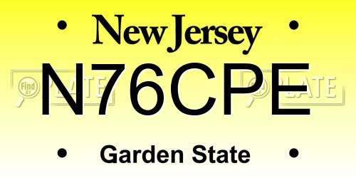 N76CPE New Jersey License Plate