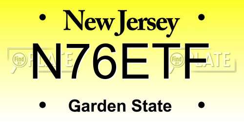N76ETF New Jersey License Plate