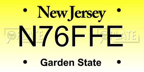 N76FFE New Jersey License Plate